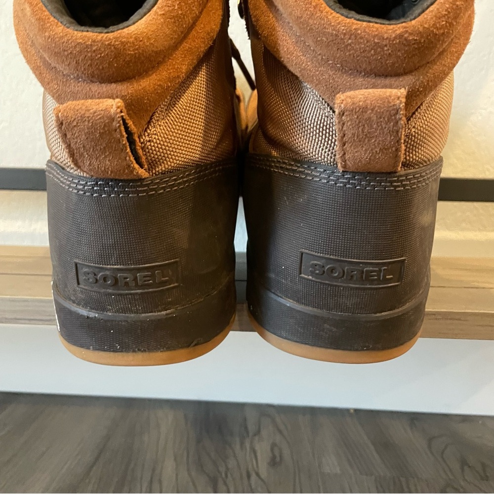 Sorel Men’s Tan Brown Leather Waterproof Boots Size 11.5 Rugged Lace-Up - Picture 6 of 13